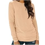 Keepink Long Sleeve Tops Women Dressy Casual Crew Neck Blouses Elegant Dressy Shirts Athletic Fit Basic T-Shirts Trendy Loose Tunic Top for Leggings Spring Pullover Tee Sale