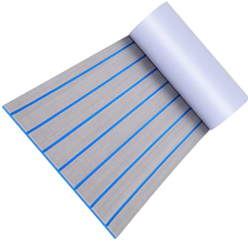 FLOKOO - Suelo de espuma EVA para barco, alfombra de moqueta marina autoadhesiva, de teca, hoja de terraza antideslizante para kayak, yate, barco de motor, esquí, pesca, autocaravana, gris, 240