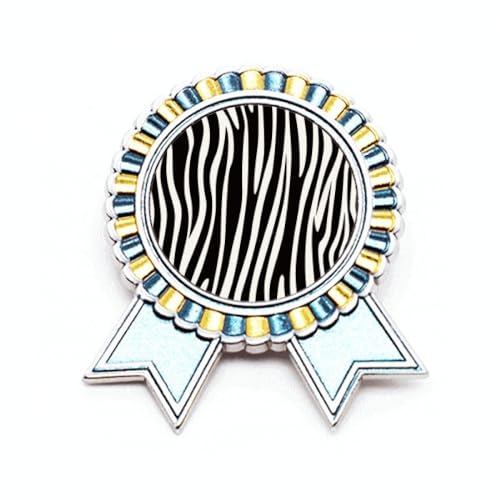 Broche avec motif veines noires et blanches M métal au design géométrique