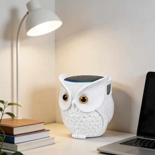 Soporte para altavoz inteligente de búho que oculta cables de Echo Dot y Google Mini 5