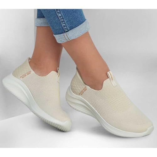 Skechers Femme Ultra Flex 3.0 Cozy Streak Basket, Bordure en Tricot Naturel, 41 EU