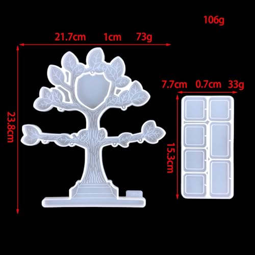Image of Photo Frame Silicone Resin Moulds Tree Shape Epoxy Resin Mould Picture Frame Mould Kit with Base & Hanging Photo Stand DIY Resin Casting Crafts for Home Decor Desk Wall Office Decoration