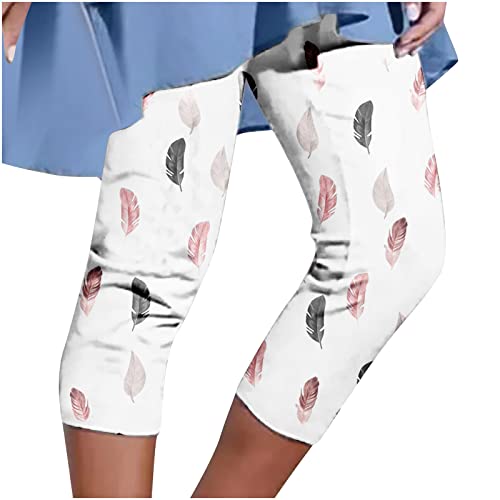 Yoga Pants for Women Skinny Floral Printed Ladies Cropped Trousers Breathable Slim Fit Capri Pants Pull On Fashion Comfortable Joggers Home Exercise 3
