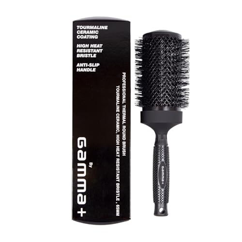 Gamma+ Spazzola Termica Rotonda per Capelli Professionale in Ceramica Tormalina, Manico Antiscivolo, Leggera, Diametro (65 MM)