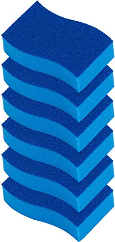 Elitra Essentials Scrubber Sponge, Non-Scratch Hydrophilic Foam Technology - Odor Resistant, Curved Grip, Dual-Sided Foam & Acrylic Grain Surface, Made in USA (Pack of 6)