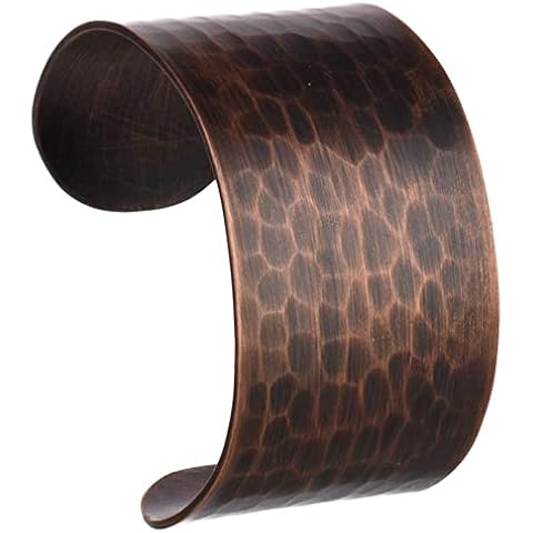 DEMMEX Hand Crafted Thickest 100% Turkish Hammered Copper Unisex Cuff Bracelet, 1.5mm Thick Solid Uncoated Pure Copper, Reduce Joint Pain, Inflammation & Stress, 0.6 Inches Width, copper Cover
