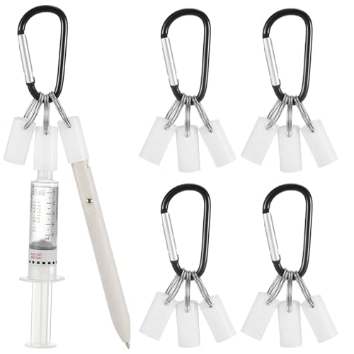 Leinuosen 4 Stes Nurse Week Appreciation Gift, Silicone Syringe Cap Holder with Keyring, Pen Cap Holder for Medical Assistant Nursing Student, Bagel Reel Accessory (Classic Style,White)
