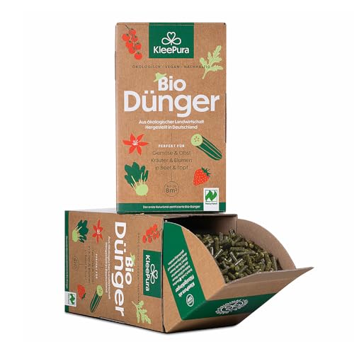 KleePura Bio Universaldünger. NATURLAND zertifiziert. Bio- Dünger für Gemüse, Kräuter, Blumen & Obst. Veganer Pflanzendünger aus Bio- Klee & Luzerne. 2 x 0, 75 kg