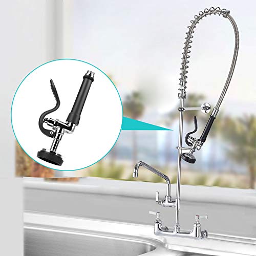 COOLWEST Pre-Rinse Spray Valve Head for All Commercial Kitchen Sink Faucet, High Pressure Dish Sprayer Nozzle with Hand Grip Assembly Replacement Kit for Restaurant Industrial Faucets - Thumbnail 4