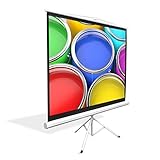 Upgraded Pyle 72' Projector Screen with Floor Standing Portable Fold-Out Roll-Up Tripod Manual, Mobile Movie Screen, Home Theater Cinema Wedding Party Office Presentation, Quick Assembly PRJTP72