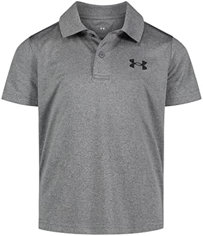 Under Armour Boys' Short Sleeve Ua Match Polo Collared Shirt, Chest Logo, Soft & Comfortable, Pitch Gray-Twist, 3T