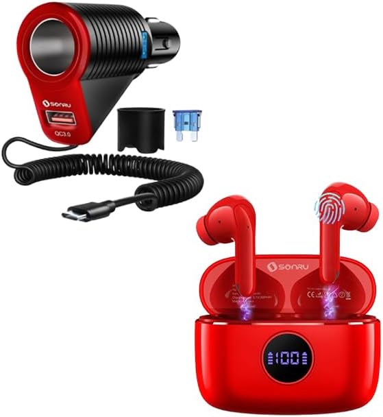 SONRU Wireless Earbuds S57 and 120W USB C Car Charger