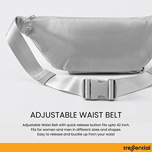 Image of Tressential Waist Bag for Men Women | Premium Fabric, Foldable Design | Cross Body Fanny Pack for Hiking, Travel, Camping, Outdoor Sports, Cycling | Money Belt with Adjustable Strap (Grey)