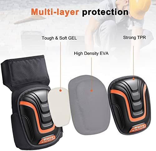 Preciva Knee Pads for Work, Personalized Long Heavy Duty Gel Cushion Knee Pads, Foam Padding Professional Knee Pads for Work with Anti-slip Straps for Men,Women,Gardening