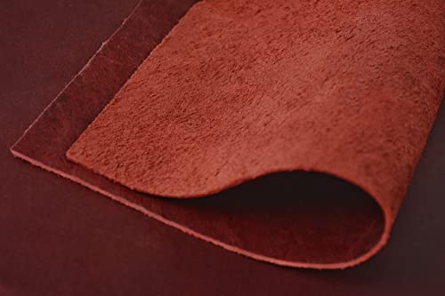 Cuoio Tooling Leather Material, Buffalo Hide Heavy Real Leather Sheets For Craft, Tanned Raw Full Grain Genuine Leather Pieces For Leather Work, 12X12 Burgundy 1.4Mm Precut Thick Diy Leather Squares. #TOP5