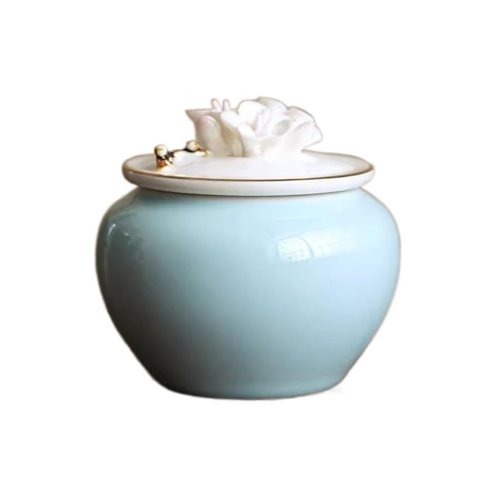 CHENGAIJIAN Tea Canister Handmade Pinch Flower Blue Ceramic Tea Canister Kung Fu Set Household Multifunctional Sealing Jar