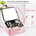 ZhenGuiRu Travel Makeup Bag with LED Mirror – Waterproof Cosmetic Train Case with Adjustable Dividers, Portable Makeup Organizer and Toiletry Bag for Women, Teens & Girls Gift, Pink