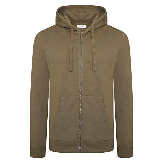 M17 Herr hel dragkedja huvtröja ledig jacka med huva topp tröja, Khaki, S