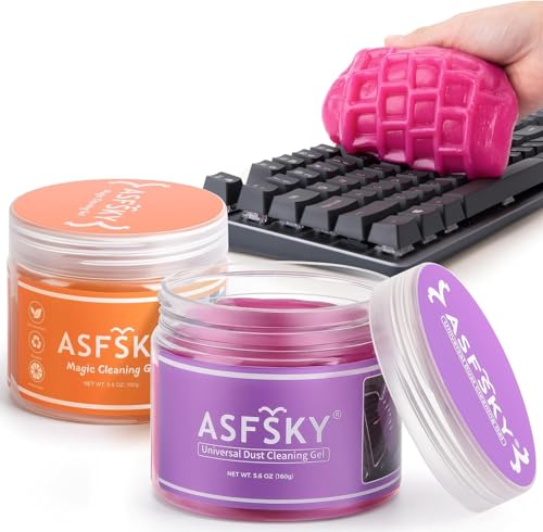 ASFSKY Car Cleaning Gel Kit for Interior 2Pack Keyboard Cleaning Gel Dust Cleaner Universal for PC Keyboards Car Detailing and Electronics Reusable Slime for Home & Office (Rose + Orange)
