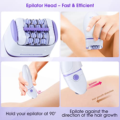 Epilator For Women, 2 In 1 Hair Removal Epilator With Epilator Head & Shaver Head, Electric Cordless Hair Shaver Portable Painless Epilator Hair Removal For Face Bikini Trimmer Ladies & Men #TOP2