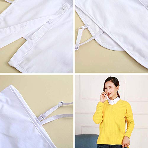 Juland Lady's Fake Collar Half Shirt Blouse Detachable False Collar OL Joker Shirt Decorative Collar Dickey Collar Cuff Cotton Choker Tie False Lapel Pointââ‚¬â€œ White, Medium3
