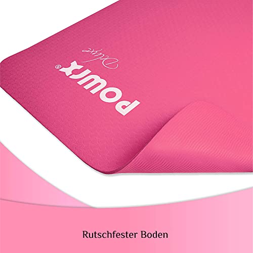 Powrx Yoga Mat Tpe With Bag | Exercise Mat For Workout | Non-Slip Large Yoga Mat For Women, 68" X 24" Pink, 0.2 Inches Thickness #TOP4