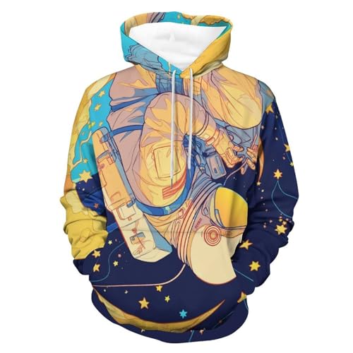 Sweat Cosmonautes Étoiles Contre le Froid Hoodie Confortable Ajusté Taille S