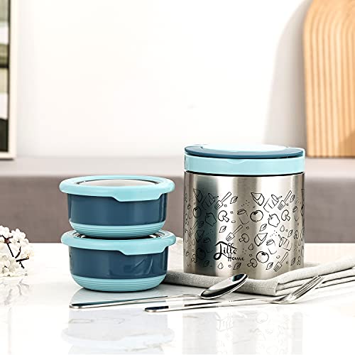 Lille Home Conjunto de lancheira, um bento/lanche isolado a vácuo mantém o alimento quente por 4 a 6