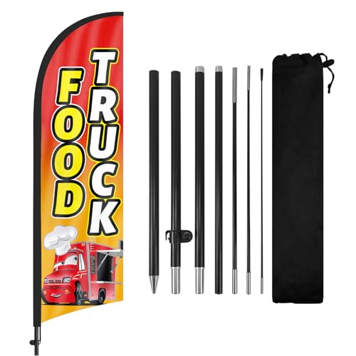 Swooper Flag Banner Feather Flags For Food Trucks 8ft Advertising Banners Wi...