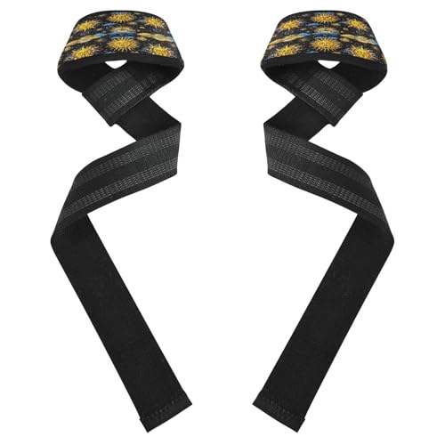 STAYTOP Sun Moon Celestial Body Pattern Wrist Straps for Weightlifting,Lifting Straps with Neoprene Cushioned Wrist Padded and Anti-Skid Silicone for Strength Training,Bodybuilding,Deadlifting