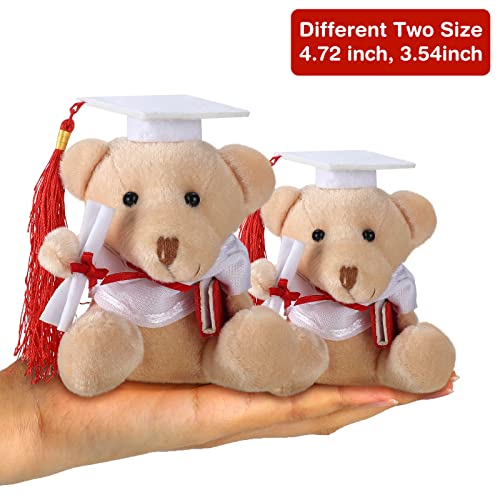 6 Pieces Mini Graduation Bear Plush Gift Stuffed Animal With Cap Gift For Her, For Him, Class Of 2023 Graduation Present For College High School Kindergarten Grad Party Favor (White) #TOP2