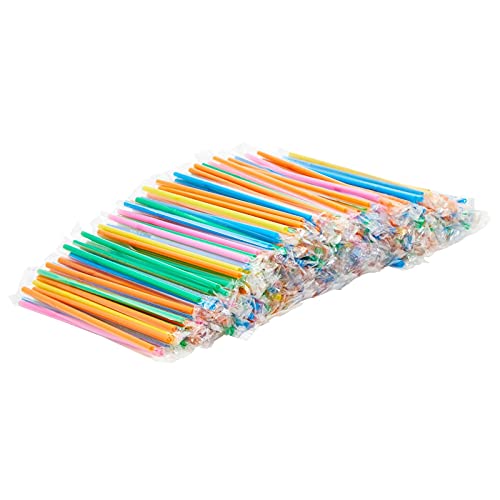Multicolor Plastic Flexible Drinking Straws, Disposable Individually Wrapped (7.75 In, 500 Pieces) #TOP6
