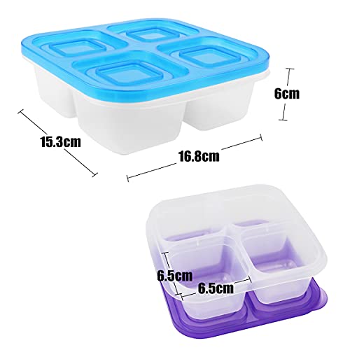 Skppc Set Of 5 Reusable Bento Snack Food Containers, 4 Compartments Leakproof Food Prep Containers For Travel, School And Work #TOP1