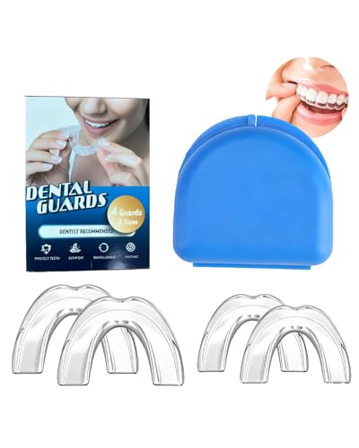 HUVZOR Morso Automodellante 4PCS per Bruxismo Notturno, 2 Formati - Protezione Antidigrignamento Denti con Design Igenico e Comfort Ottimale per Uso Quotidiano e Sportivo, Adatto a Uomo e Donna