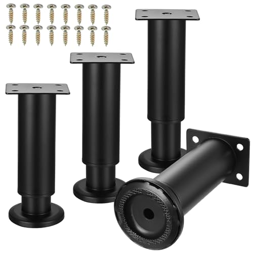 SHACHENH 4 x Möbelfüße 12-18 cm Höhenverstellbare Füße für Möbelfüße Schwarz,Schrankfüße Schrankfüsse für Schränke Kommoden Sofa Tisch Bett Füße, Schrank Füße für Couchfüße Bettfüße Sofafüße