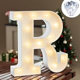 Light Up Letters, LED Letter Lights 26 Alphabet, Diamond Bulb Marquee Light Up Letters, Lighted Letter Sign Night Light for Home Party Wedding Birthday Graduation Decor-R