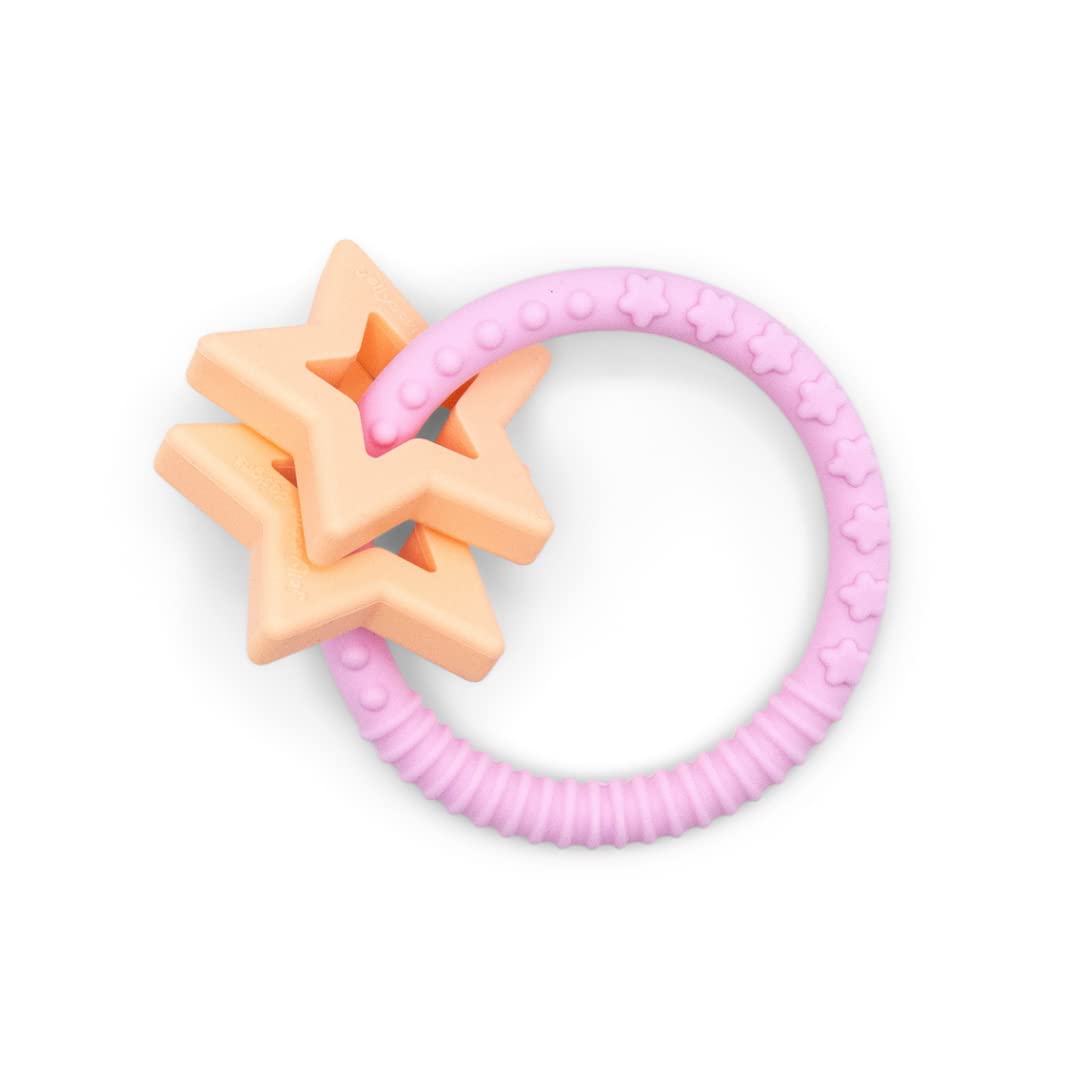 Jellystone Designs Star Teether - Bubblegum. Silicone Baby Teething Toy. Suitable for Boys & Girls 4 Months +