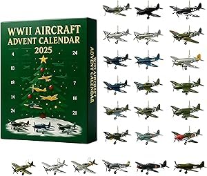 Calendario de Adviento de aviones de la Segunda Guerra Mundial, 24 mini pájaros de guerra para desempaquetar, calendario de Adviento 2025, calendario de Adviento de Navidad único para coleccionistas