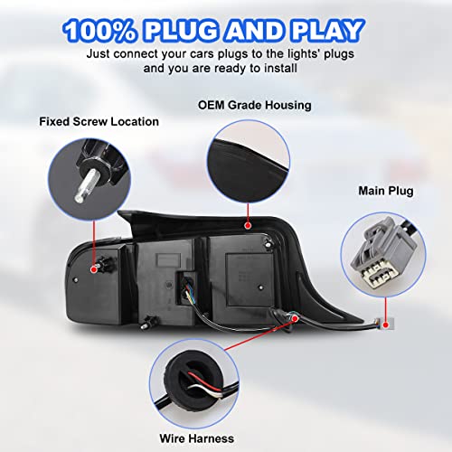 Roxx Full Led Tail Lights Assembly For 2010 2011 2012 2013 2014 Ford Mustang, Led Mustang Tail Lights Replacement W/Led Red Sequential Turn Signals,Drl, Led Reverse Lights, Driver & Passenger Side #TOP6