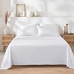 California Design Den 100% Cotton Bed Sheets King Size Set - 400 Thread Count Sateen, Deep Pocket King Sheet Set, King Sheets, Cooling King Size Sheets Set, Softer Than Egyptian Cotton Sheets (White)