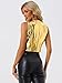 Allegra K Women's Crop Jacket Sleeveless Holographic Metallic Vest Small Gold
