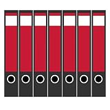 Ordneretiketten | 7 Aufkleber für schmale Akten-Ordner | Blut Rot | selbstklebende Design Akten-Etiketten | Deko Sticker für Rückenschilder Ordnerrücken | zum Beschreiben