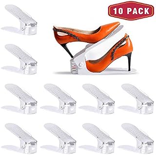 Yashong Shoe Slots Organizer, 10PCS Adjustable Double Layer Stack Shoe Rack, 50% Space-Saving