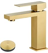 Tohlar Gold Bathroom Faucet, Brushed Gold Faucet for Bathroom Sink, Gold Single Hole Bathroom Fau...