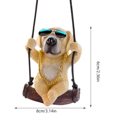 Seyrnicay Auto-Ornament mit schwingendem Hund, Hundeanhänger für Rückspiegel – lustige Auto-Aufhängung, Dekoration für LKW, Van, Limousine, Wohnmobil und Fahrzeug