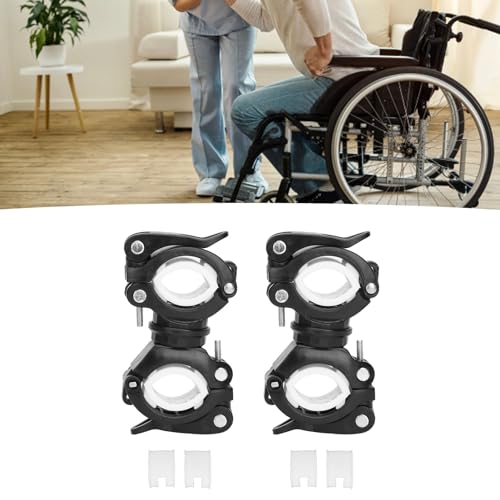 Adjustable Versatile Cane Holder for Wheelchairs, Walkers Scooters Stable 360 Degree Rotation, Convenient Access to Walking Aids with ABS Material (Black White) - Thumbnail 5