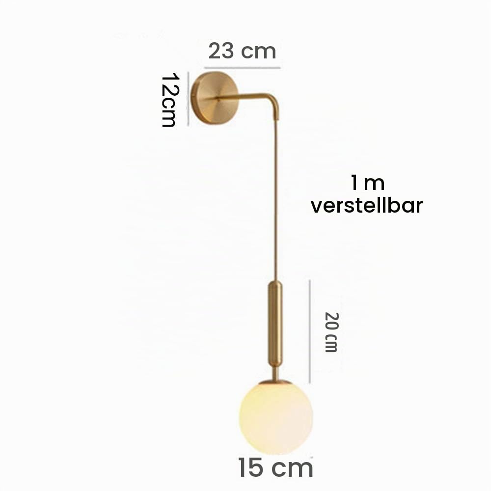 Vintage Industrie Wandleuchte Wandlampen, 15 cm weiße Glaskugel & Gold Metall Drop Wandleuchte für Schlafzimmer, Wohnzimmer (Weißes Glas & Goldmetall)
