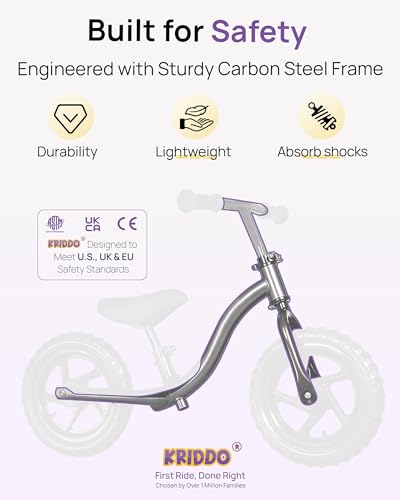 Image of KRIDDO Toddler Balance Bike 2 Year Old, Age 24 Months to 5 Years Old, Early Learning Interactive Push Bicycle with Steady Balancing, Gift Bike for 2-5 Boys Girls, Purple