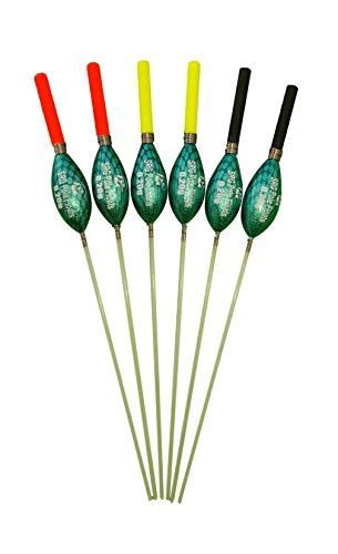 SRG Pole Floats SRG020 Pack of 6 x Pole Floats All Round Extra Tough Fiberglass Stem choose from (0.1g / 0.2g / 0.3g / 0.4g) (6 x 0.2g (6 x Black Tip))