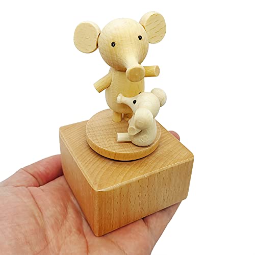 LILYXIN Wooden Elephant Musical Box Ornament, Vintage Mechanical Animal Decorative Melody Keepsake, Elegant Tabletop Elephant Music Box Craft Decor, Gift for Family & Friends